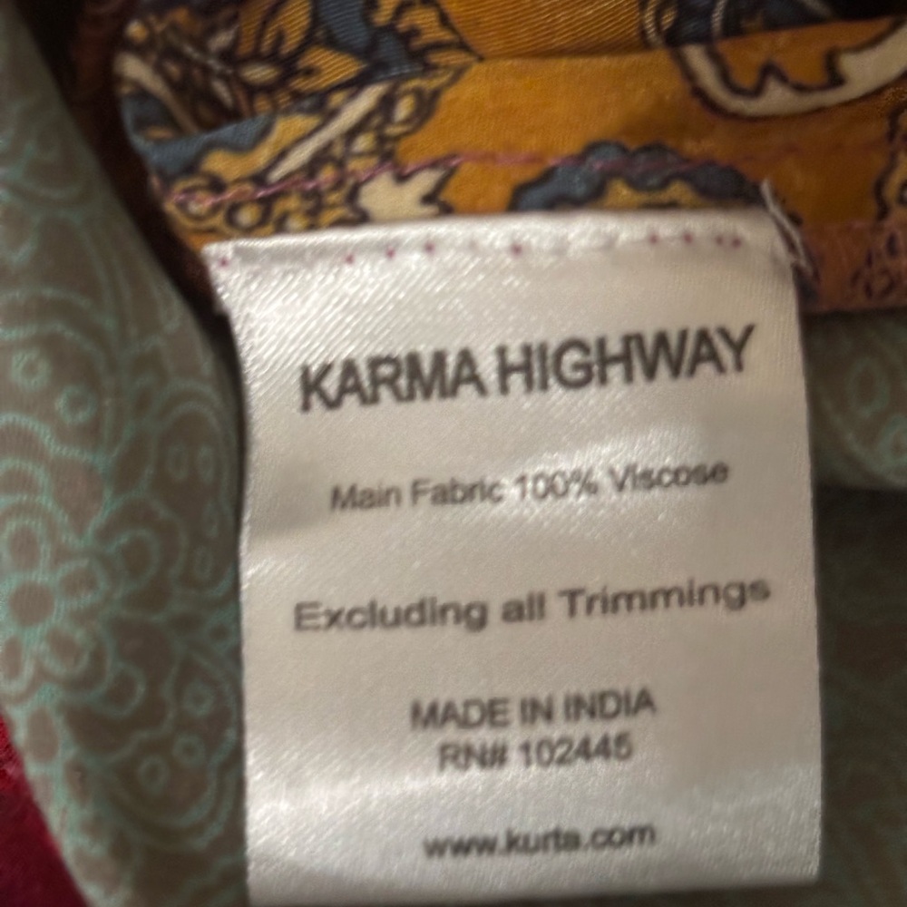 Multi-Pattern Kimono Robe in Teal, Mustard & Burgundy - Picture 8 of 10